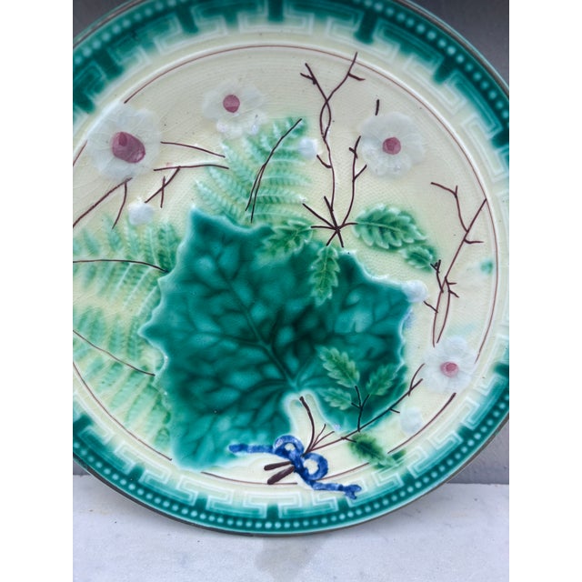 Rustic German Majolica Leaves & Ferns Plate, Circa 1890 For Sale - Image 3 of 4