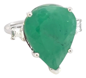 Natural Emerald Diamond Ring 7 14k White Gold 10.97 TCW Certified