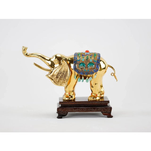 Vintage Filigree Bronze Glit Elephant For Sale - Image 4 of 11