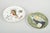 Mancioli, Italy 5 faience plates, 1960s. Set of five hand-decorated faience plates with colourful motifs and classic...