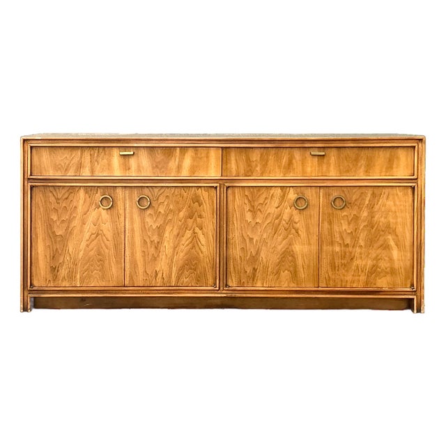 Vintage Campaign Credenza With Brass Accents For Sale