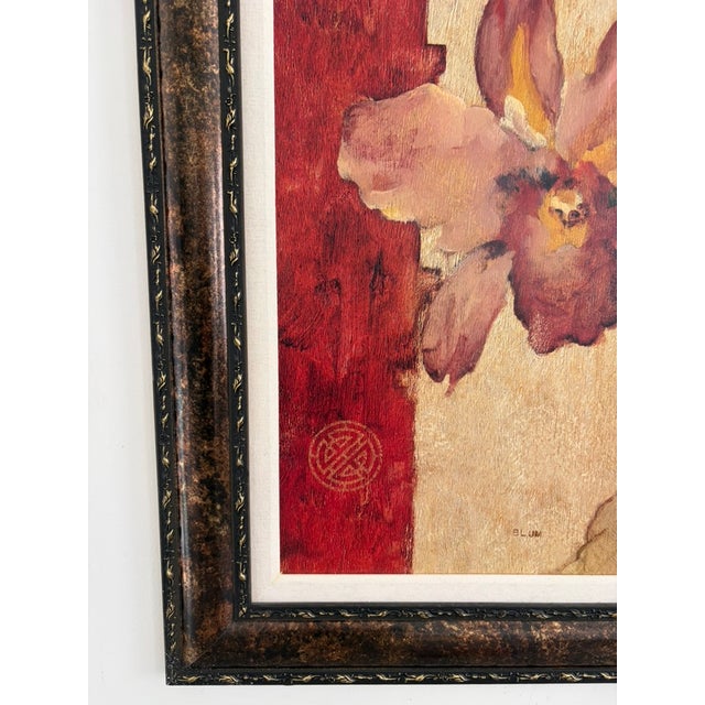 Contemporary Orchid Oil Painting by Blum – Oil on Panel, Framed For Sale - Image 4 of 15