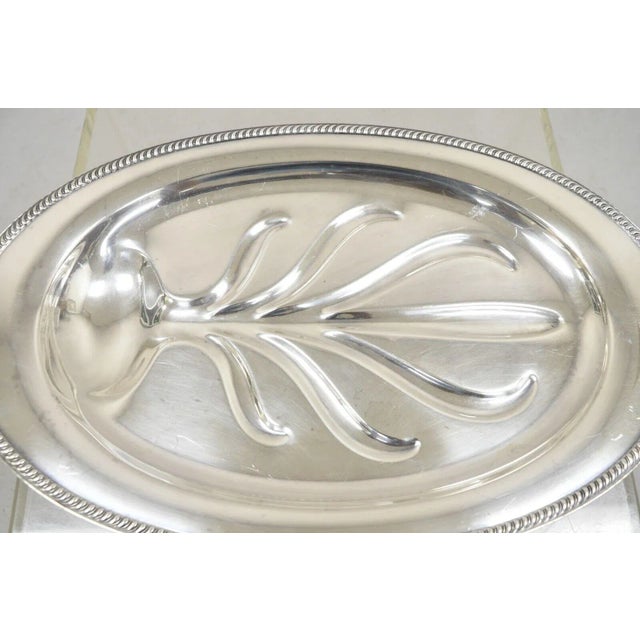 Metal Vintage Community Plate English Regency Silver Plated Oval Meat Cutlery Serving Platter For Sale - Image 7 of 11