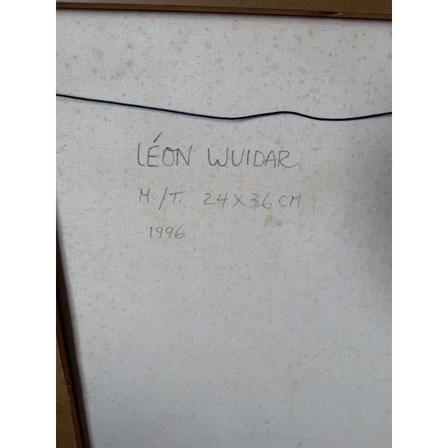 1996 Leon Wvidar Geometric Abstract Acrylic on Canvas Painting – Wood Frame For Sale - Image 11 of 12