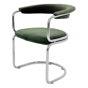 Mid-Century Modern Green Velvet Dining Table Armchairs by Giotto Stoppino, Italy, 1970s For Sale