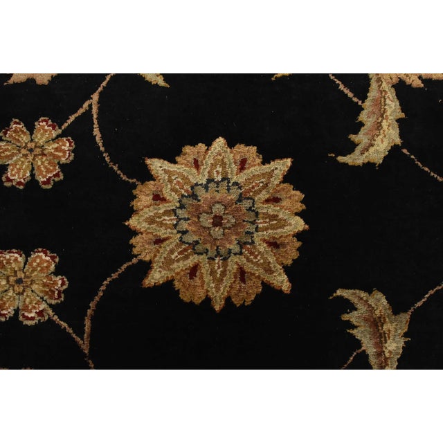 Textile Agra Rug 9’1” X 12’2” Black Woo/Silk Traditional Hand-Knotted Oriental Carpet For Sale - Image 7 of 12