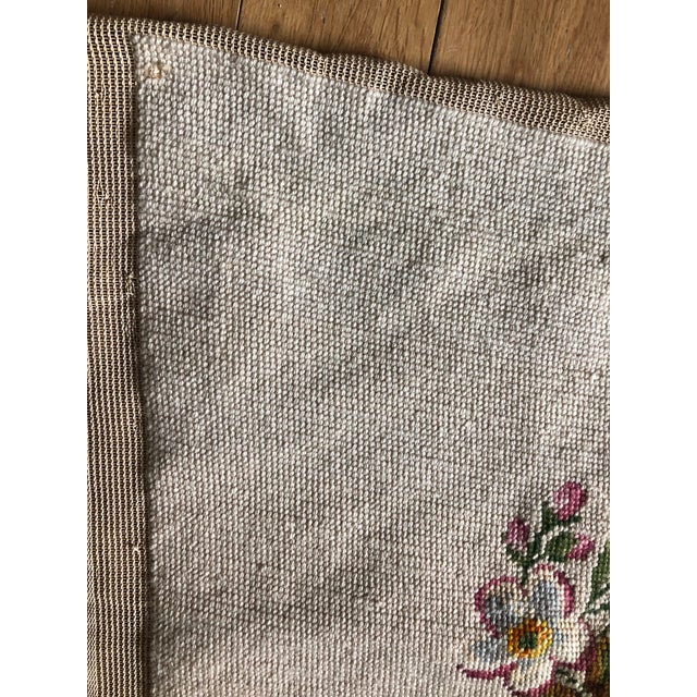Textile Vintage Floral Needlepoint Textile Pillow / Seat Cover For Sale - Image 7 of 8
