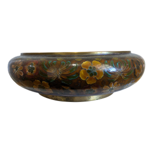 Antique Chinese Cloisonne on Bronze Brush-Wash Bowl (Late Qing)