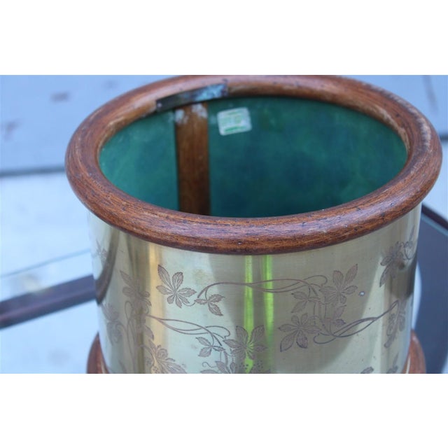 Brass and Wood Plant Basket, Italy, 1970s For Sale - Image 3 of 12