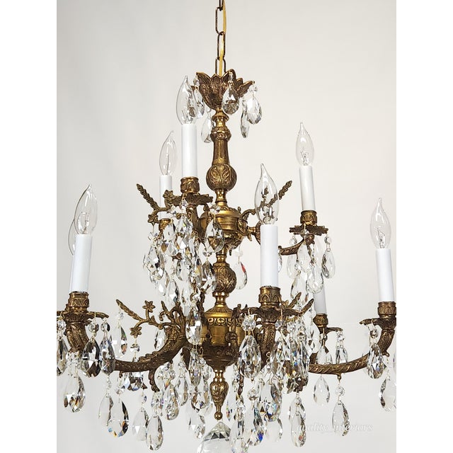 Antique Epic Glowing Glistening 9 Arm 9 Light Cut Lead Glass Crystal Chandelier For Sale - Image 11 of 18
