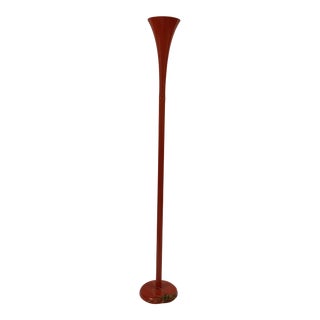 1980s Laurel Style Red Torchiere Floor Lamp For Sale