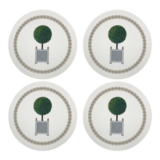 TC Parterre Topiary, 16" Round Pebble Placemats, Set of 4 For Sale