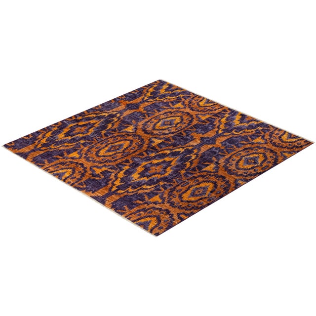 Purple Modern Hand Knotted Area Rug, Purple - 6' 1" x 6' 1" For Sale - Image 8 of 9