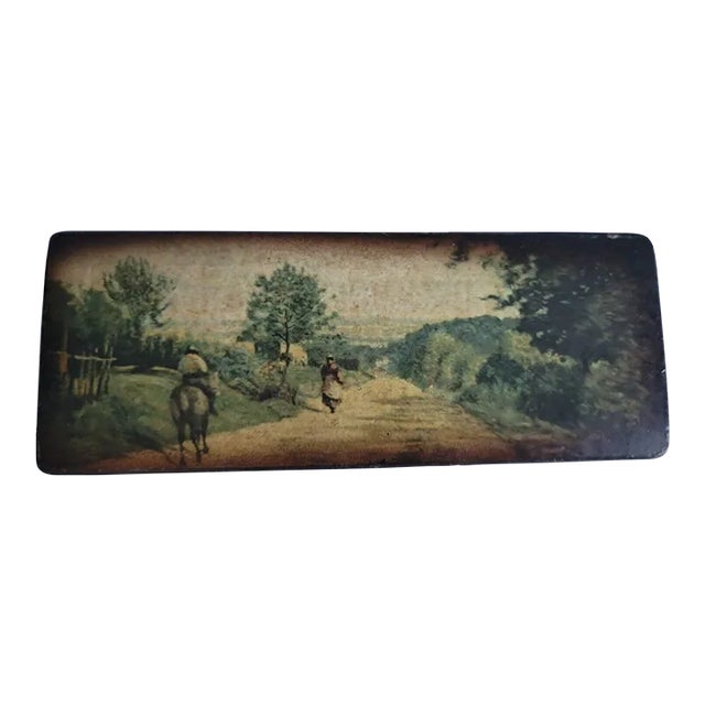 Mottahedeh Italian Pastoral Wooden Hinged Divided Postage Stamp Box For Sale