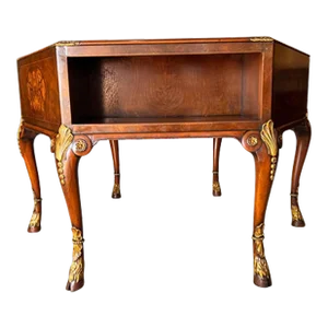 Antique English Marquetry Gold Gilt Inlaid Octagonal Mahogany Occasional or Center Table