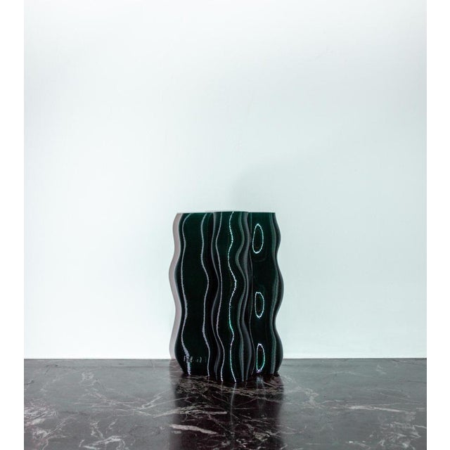 Large forest green magma vase by mana dimensions: d 16 x w 14 x h 24.5 cm. Materials: recycled pet from post-consumer...