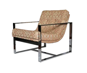 Milo Baughman Style Flatbar Chrome Chair