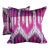 Pair of 20" Custom Pillows in Schumacher Bukhara Ikat Fuchsia, Pattern 176082 For Sale