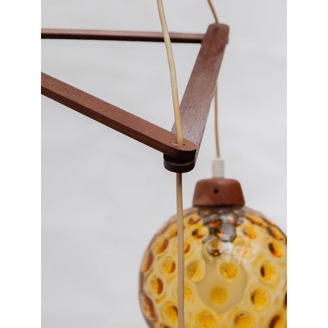 Vintage Danish Lamp in Teak with Amber Glass Bowls, 1950s For Sale - Image 15 of 16