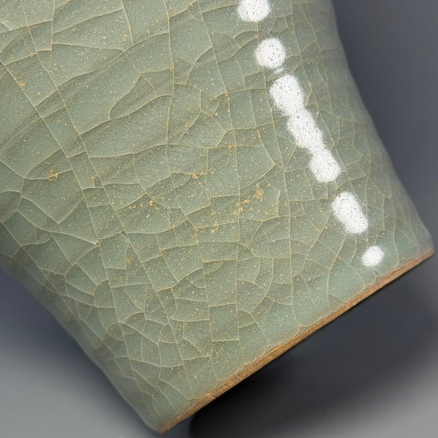 15th Century & Earlier Antique Chinese Celadon Crackle‑Glaze Meiping Vase, Collectible Antique For Sale - Image 5 of 7