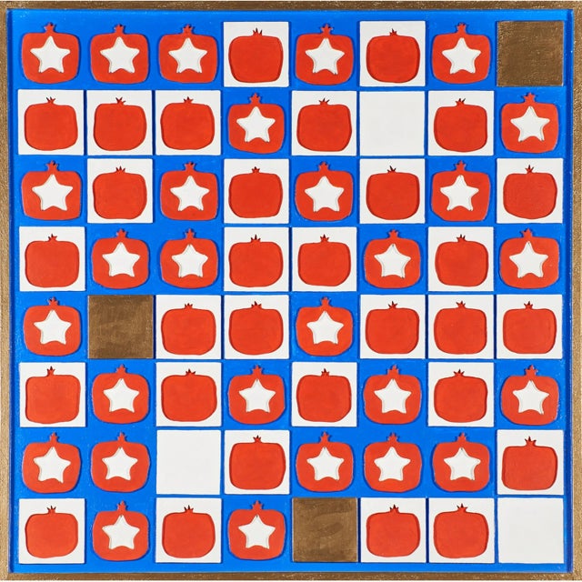 Painted wood wall hanging sculpture "Red, White and Blue," (and gold) 2008 Stamped signed with initials, date and edition...