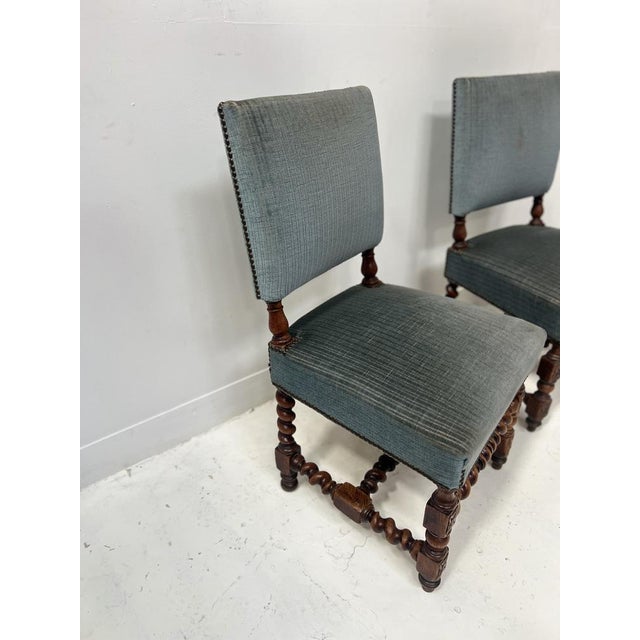 19th Century Louis XIII Twisted Oak Chairs, Set of 2 For Sale - Image 4 of 12