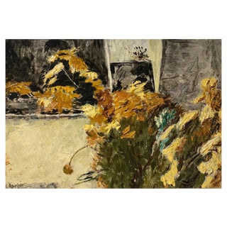 Hans Berger, Sunflowers, Oil on Wood For Sale