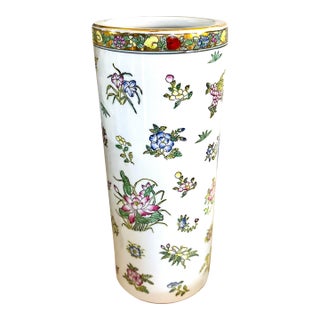 Vintage Chinese Porcelain Umbrella Holder - 12" For Sale