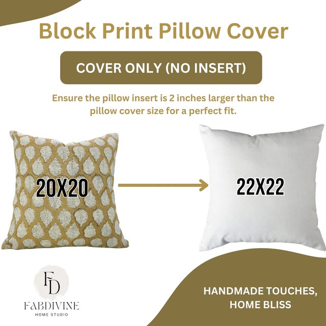 Not Yet Made - Made To Order Fabdivine Handcrafted Block Print Cushion Cover 14x14 Inch Viscose Linen-Panchi For Sale - Image 5 of 5