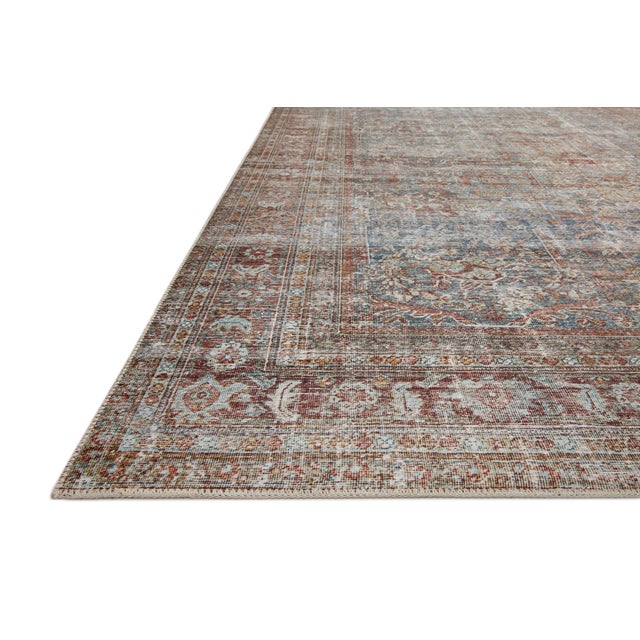 Traditional Chris Loves Julia x Loloi Jules Lagoon / Brick 18" x 18" Sample Rug For Sale - Image 3 of 6