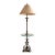 Vintage 1960s–70s Hollywood Regency Cast Metal & Glass Tray Table Floor Lamp — Neoclassical Rococo Side Table Lamp For Sale