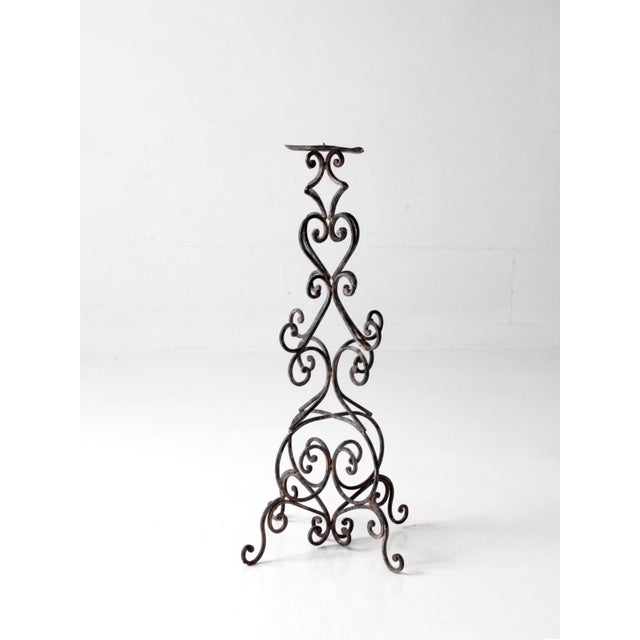Vintage Scrollwork Iron Candle Stand For Sale - Image 11 of 17