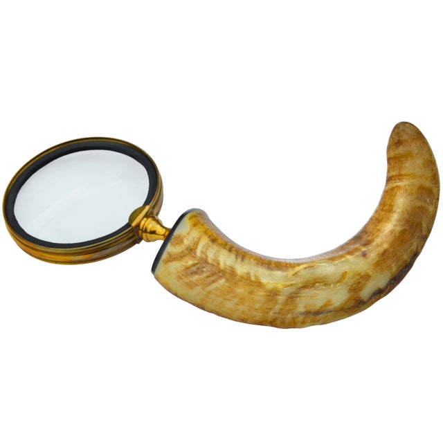 Mid 20th Century Handcrafted Americana Horn & Brass Magnifying Glass For Sale - Image 4 of 7