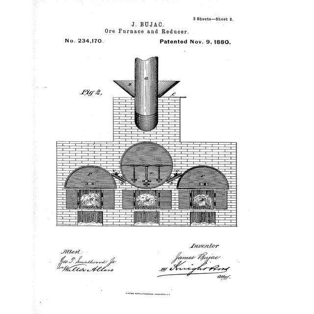 C. 1880 Ore Furnace Patent Model With Patent Documents by James Bujac For Sale In Chicago - Image 6 of 17