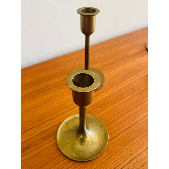 Mid-Century Brass Candlesticks, Set of 6 For Sale - Image 11 of 18