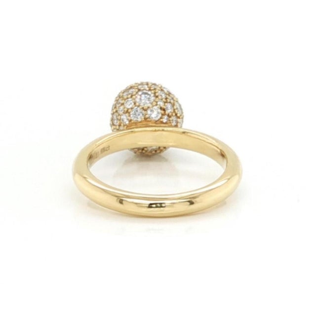 Mid 20th Century Mid 20th Century Tiffany & Co HardWear Pave Diamond 8mm Ball Ring 18K Yellow Gold Size 4 For Sale - Image 5 of 8