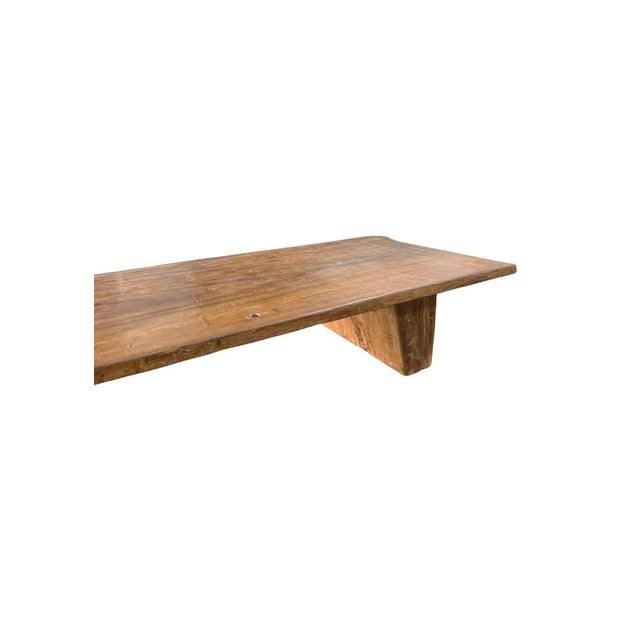 Teak Wood Sofa Table, Hand-Carved Detailing, Modern Organic For Sale - Image 6 of 6