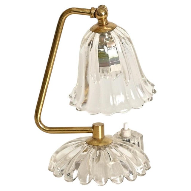 Bellflower Adjustabe Table Lamp in Murano Glass and Brass by Ercole Barovier, Italy, 1940s For Sale - Image 17 of 17