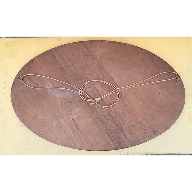 Antique Oval Wall Mirror in Oak, 1920s For Sale - Image 4 of 5