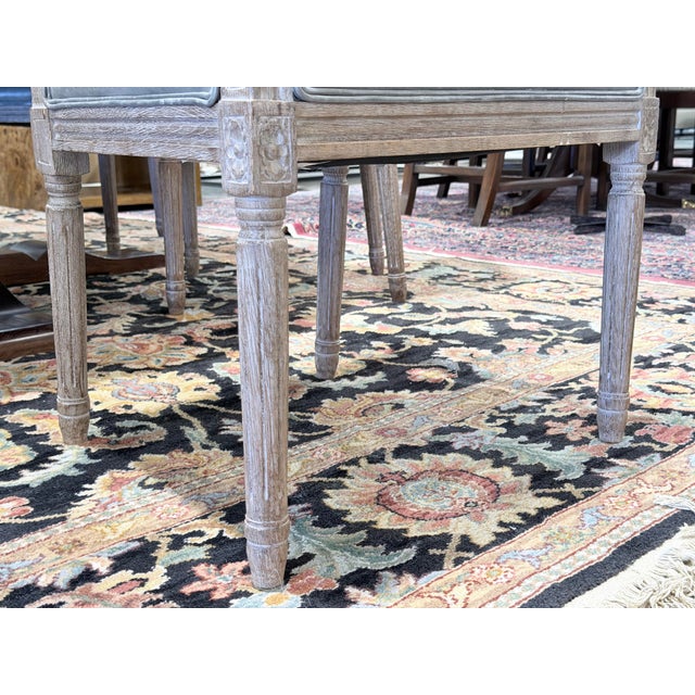 Set of 6 Restoration Hardware French Square Back Leather Dining Chairs For Sale - Image 11 of 12