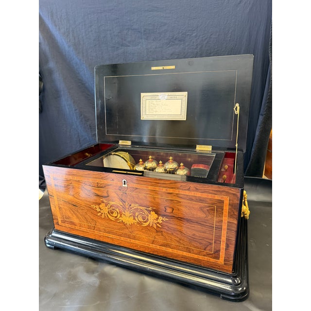 19th-Century Swiss 8-Air Orchestral Cylinder Music Box With Bells, Drum & Castanets For Sale In West Palm - Image 6 of 9