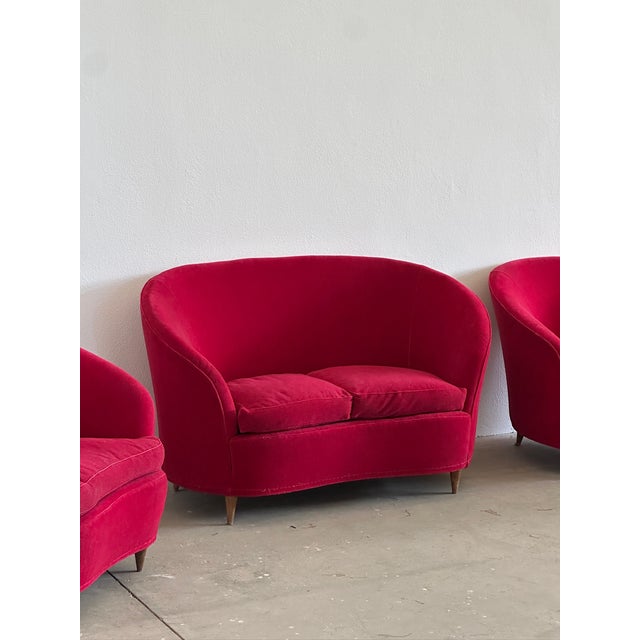 Sofa and Armchairs with Wooden Feet, 1950s, Set of 3 For Sale - Image 13 of 14