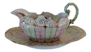 Antique Vantine & Co. Porcelain Gravy Boat & Dish- 2 Pieces