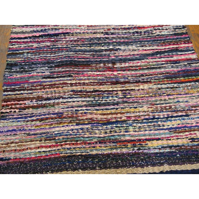 Antique American rag rug, size: 2'11" x 8'4". Antique American Rag Rug Hallway Runner Wool Multicolor, Country of Origin:...