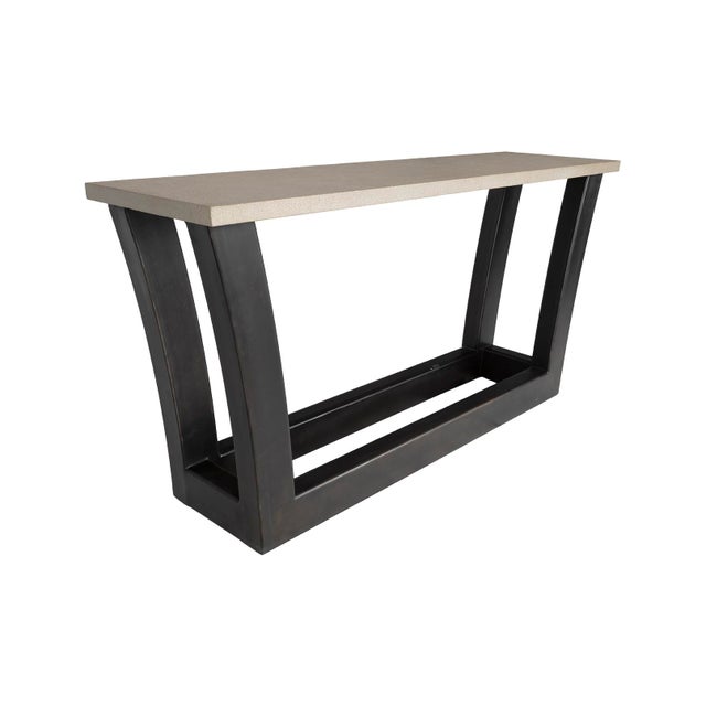 Modern Console table with steel base and limestone top