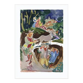The Miller, his Son and the Donkey Lithograph by André Planson, 1981 For Sale