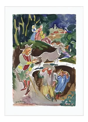 The Miller, his Son and the Donkey Lithograph by André Planson, 1981