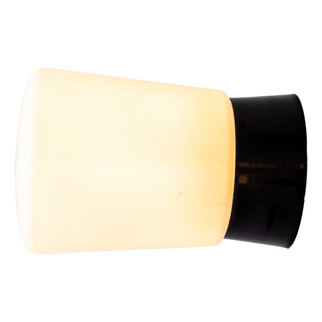 Opaque Glass and Bakelite Knob Ceiling Lamp, 1950s For Sale