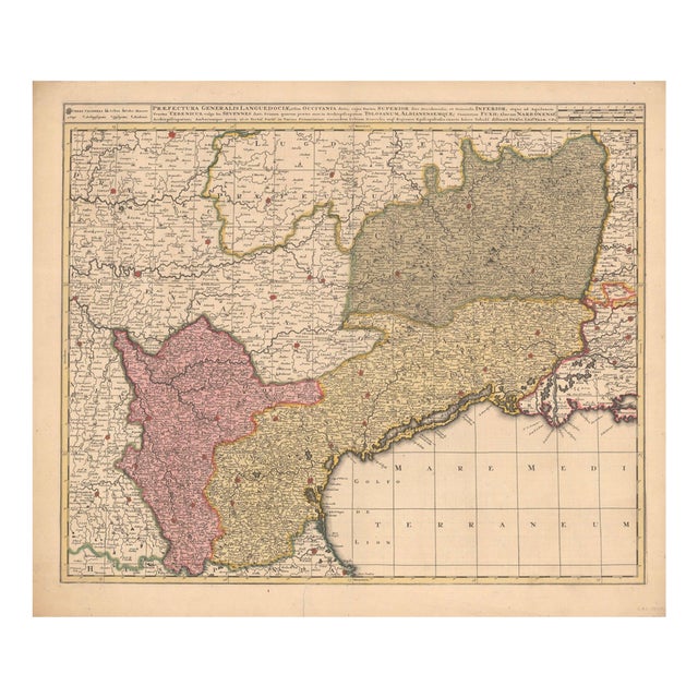 Antique Map of Languedoc and Southern France from Gerard and Leonard Valck, 1700 For Sale