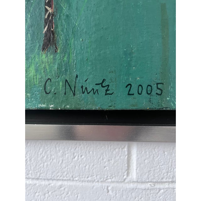 Textile Vintage Oil Painting by Cesar Nùnez For Sale - Image 7 of 9